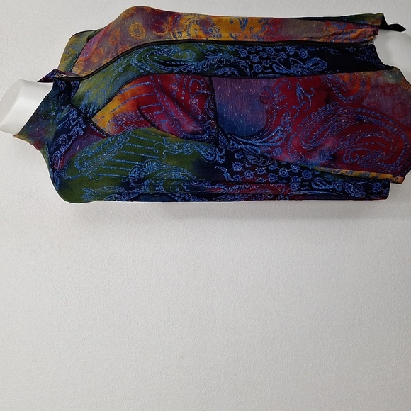 Shana Multicolor Whimsy Goth Dark Fairy Paisley Patchwork Asymetrical Jacket - L - Picture 5 of 14